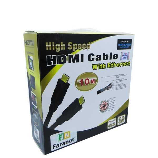 کابل HDMI کانکتور طلایی سه بعدی 10 متر فرانت مدل FN-HCB100